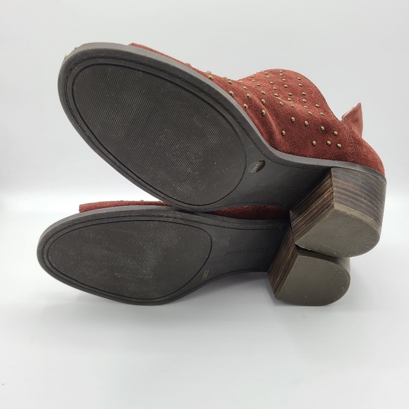 Lucky Brand Barlenna Suede Studded Peep Toe Ankle Bootie Boots - Picture 6 of 9